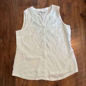CORAL BAY SLEEVELESS LIGHT PASTEL MINT TOP WITH LACE